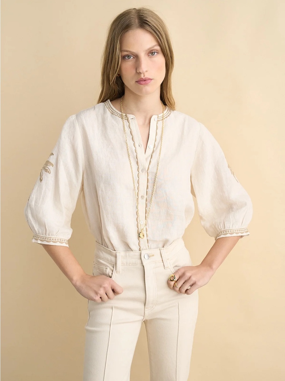 Sonmer Mily Green Linen Blouse